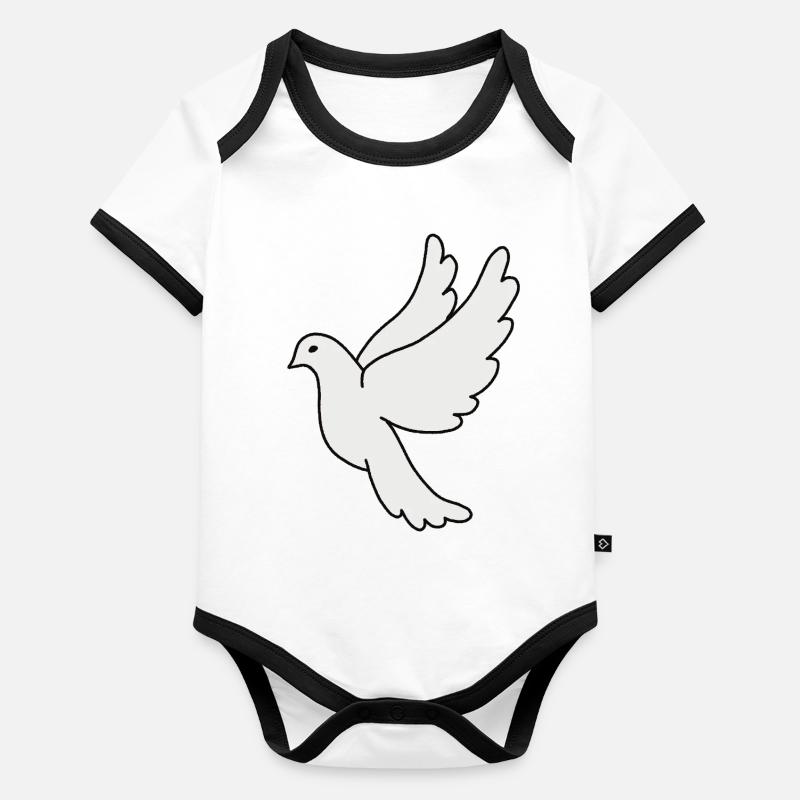 Weiße Taube Silhouette Baby Bio-Kurzarm-Kontrastbody