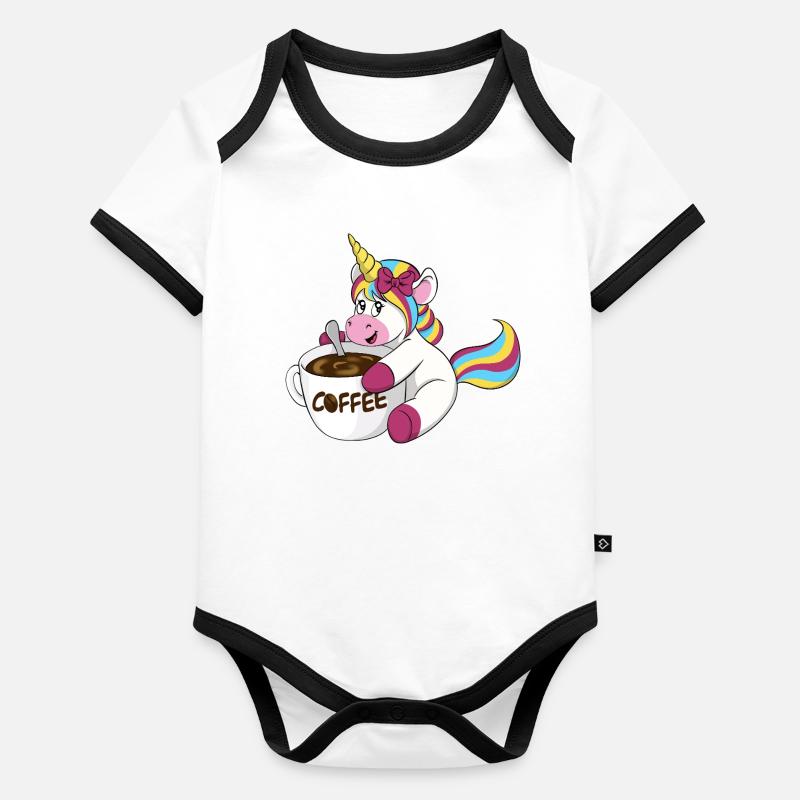 Licorne au Café Body Bébé bio contrasté manches courtes