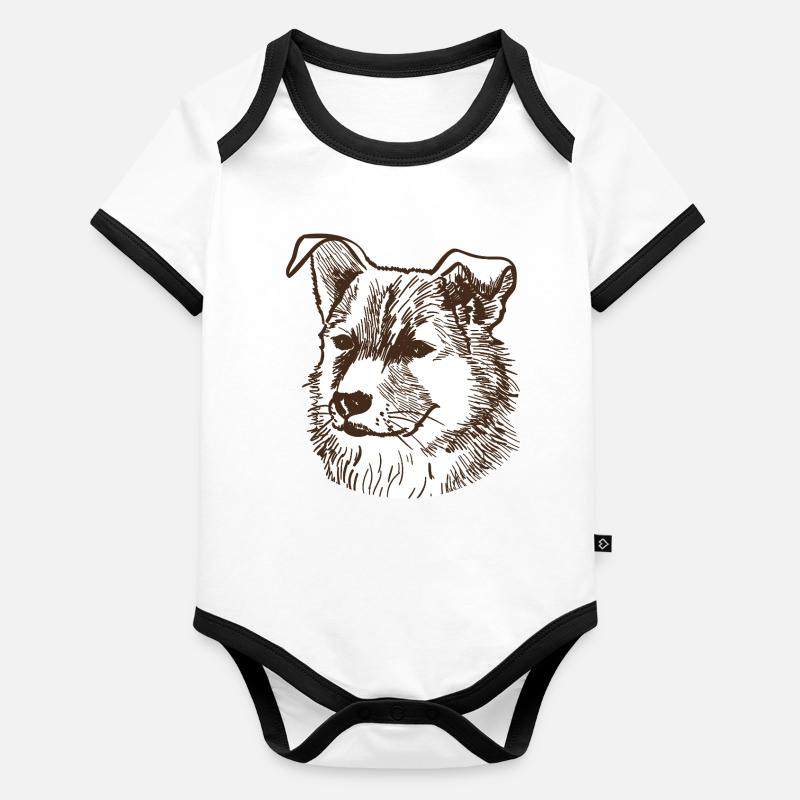 Chien Body Bébé bio contrasté manches courtes