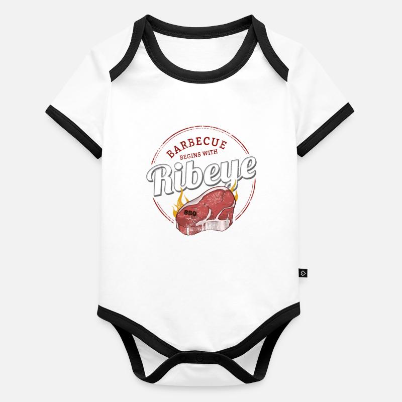 Ribeye Barbecue Beef BBQ Rib Eye Design Organic Baby Contrasting Bodysuit