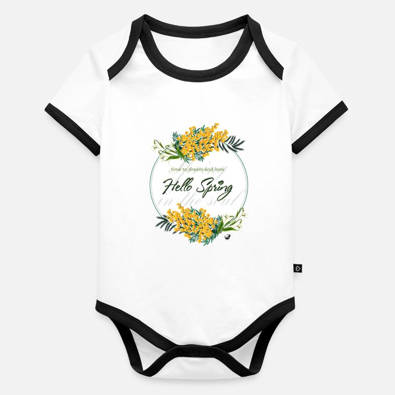 Mimosa and spring bells. Hello spring Organic Baby Contrasting Bodysuit
