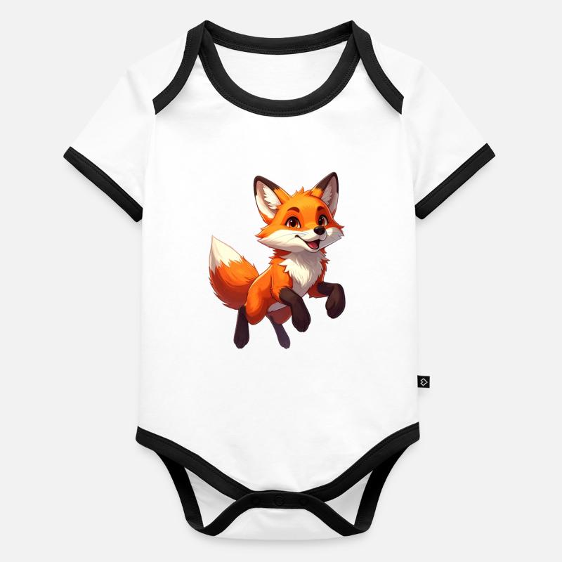 Renard Sauteur Body Bébé bio contrasté manches courtes