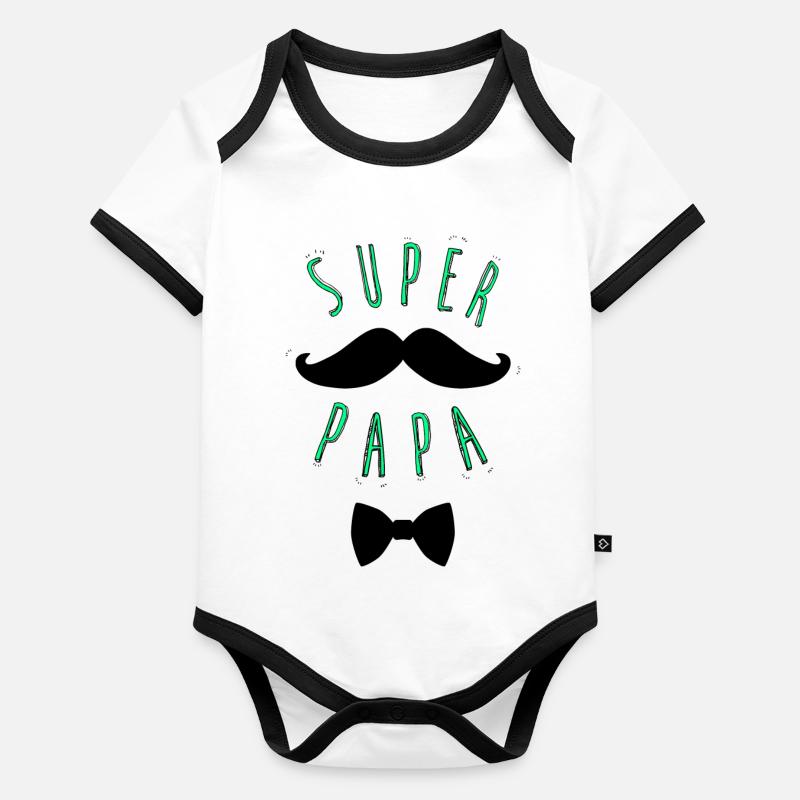 Supervati Schnurrbart Baby Bio-Kurzarm-Kontrastbody