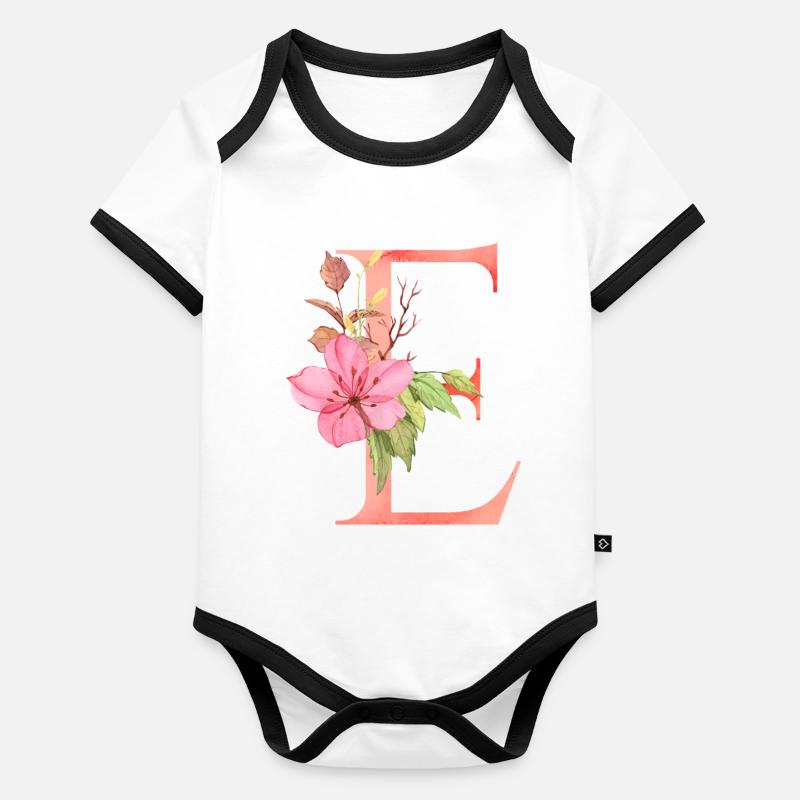 Letter E Organic Baby Contrasting Bodysuit