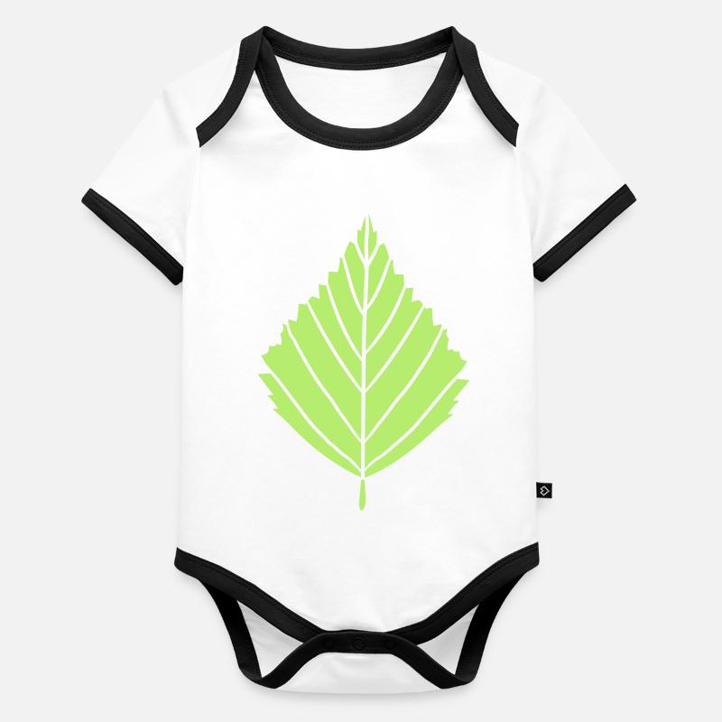 outline birch leaf tree plant shape clip art desig Organic Baby Contrasting Bodysuit