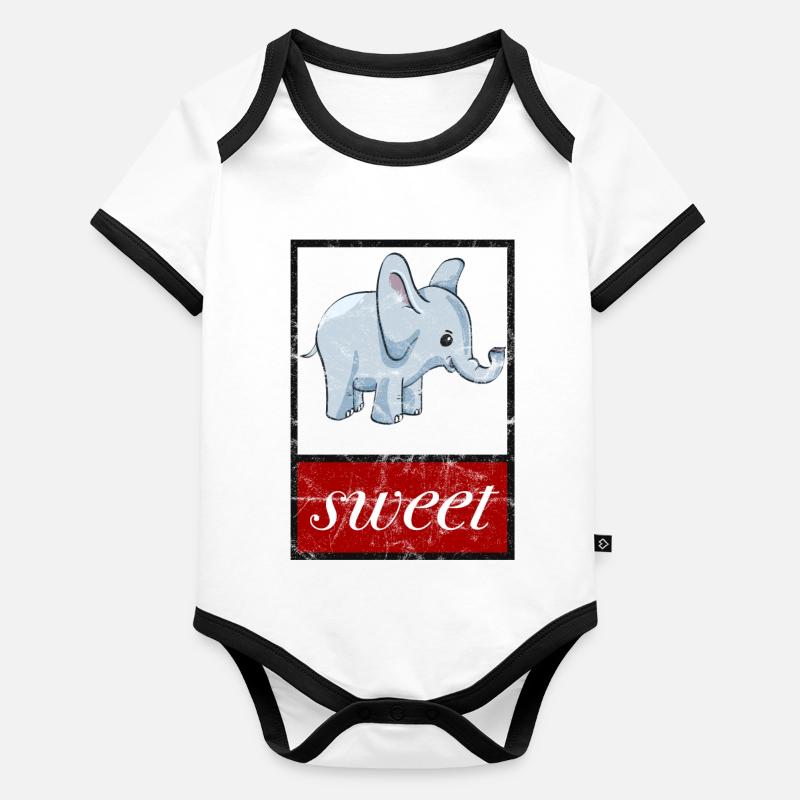 doux éléphant; doux dans l’aspect usagé Body Bébé bio contrasté manches courtes