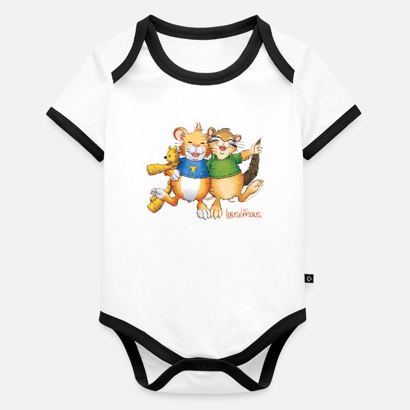 Leo Lausemaus und Didi Dachs Freunde Baby Bio-Kurzarm-Kontrastbody