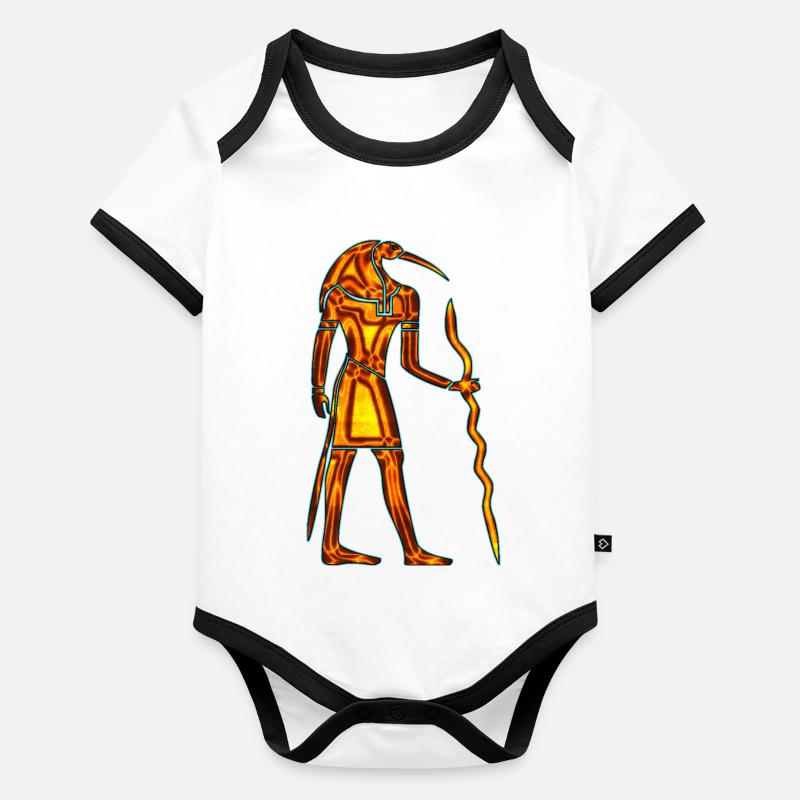 Hiéroglyphes egipt Body Bébé bio contrasté manches courtes