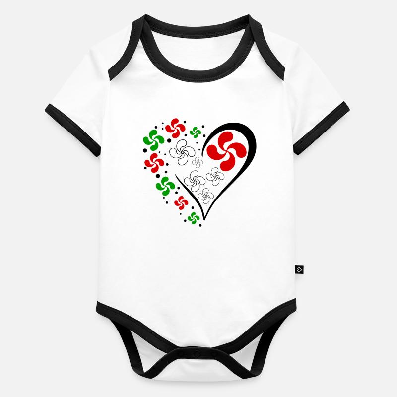 Baskisches Herz Baby Bio-Kurzarm-Kontrastbody