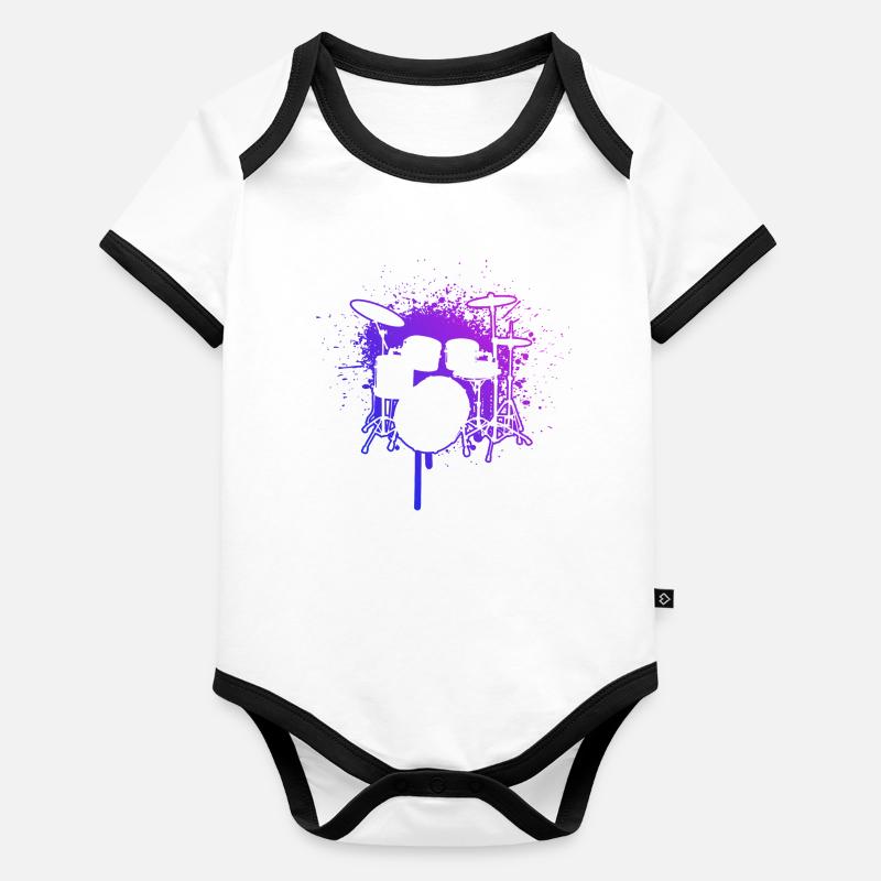 Drum Kit Schlagzeugspieler Damen Schlagzeug Baby Bio-Kurzarm-Kontrastbody