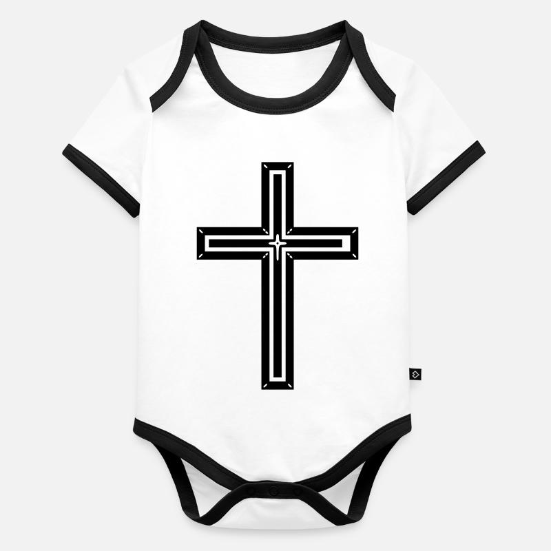 Kreuz Baby Bio-Kurzarm-Kontrastbody
