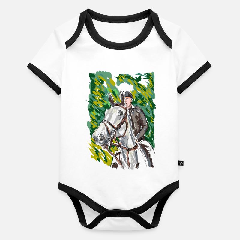 cheval Body Bébé bio contrasté manches courtes