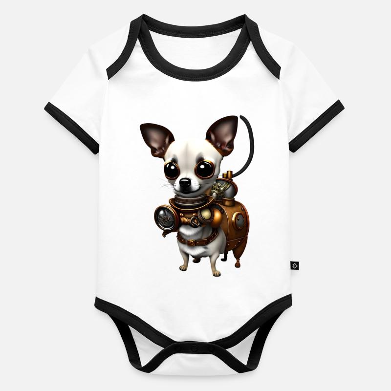 Steampunk Chihuahua Body Bébé bio contrasté manches courtes