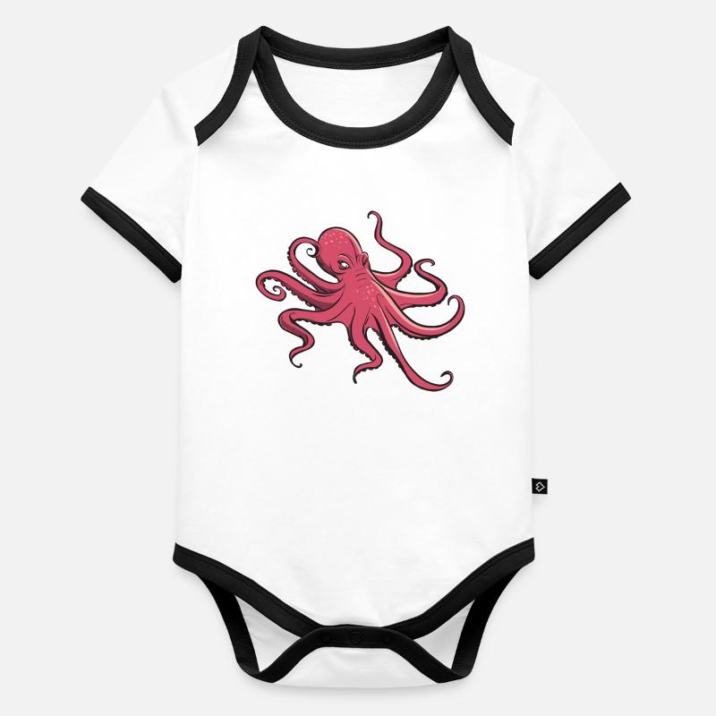 I like octopus - eight tentacles - squid Organic Baby Contrasting Bodysuit
