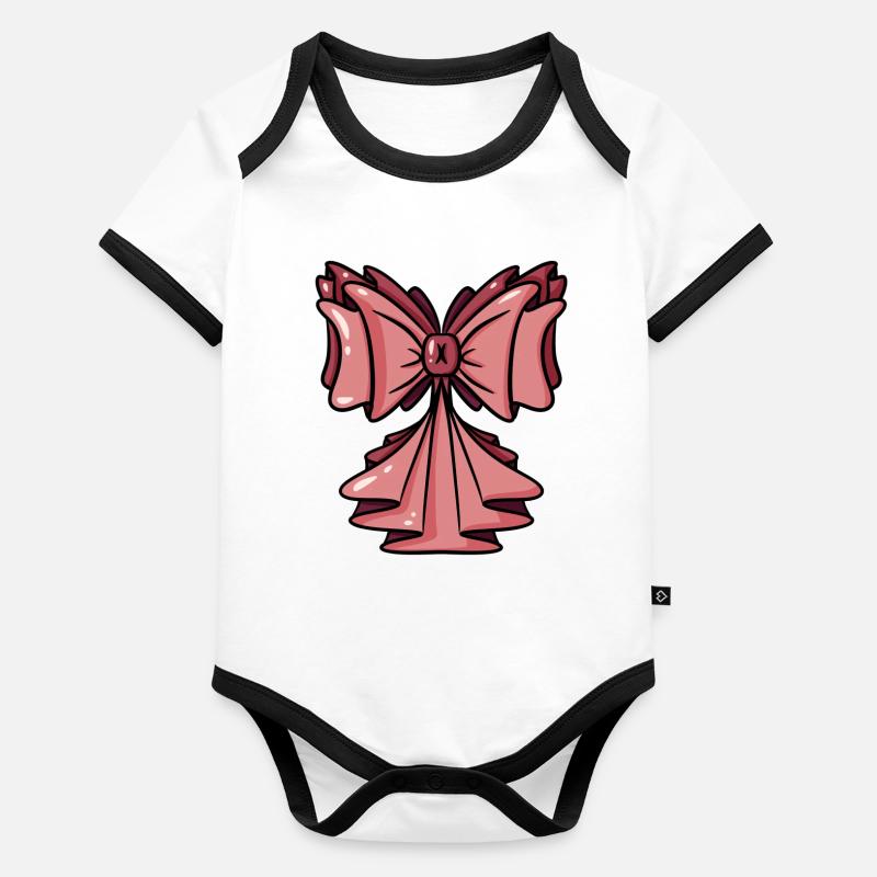 Schleife Rosa Pink - Geschenkschleife Geschenk Baby Bio-Kurzarm-Kontrastbody