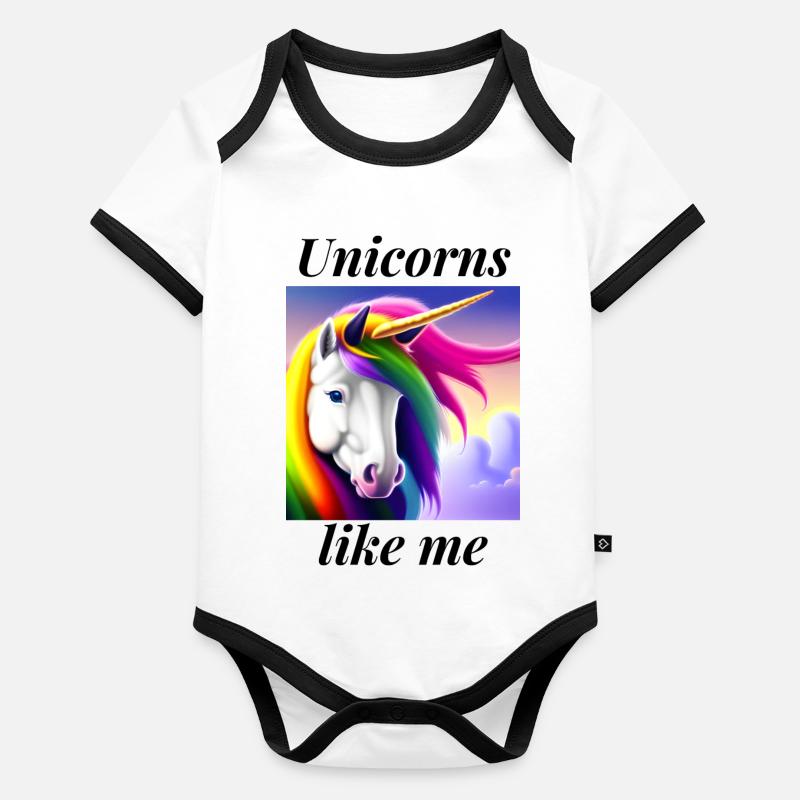 unicorns Body Bébé bio contrasté manches courtes