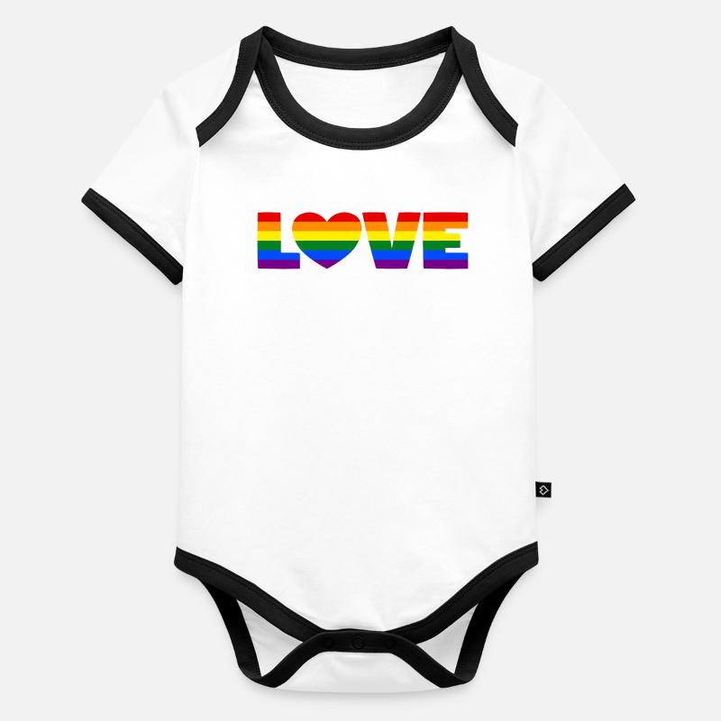 Pride Regenbogen Love Herz LGBT LGBTQ CSD Geschenk Baby Bio-Kurzarm-Kontrastbody