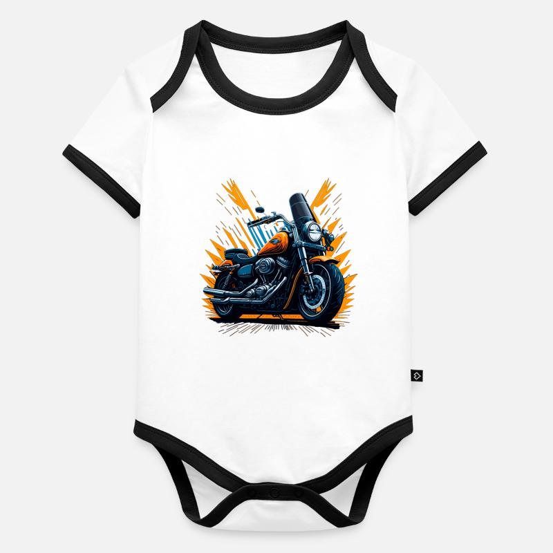 Klassisches Motorrad Baby Bio-Kurzarm-Kontrastbody