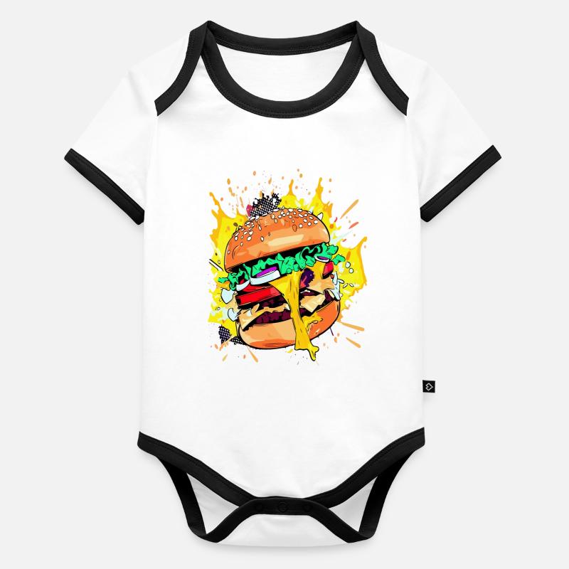 Extra Käse Burger Cheeseburge Baby Bio-Kurzarm-Kontrastbody
