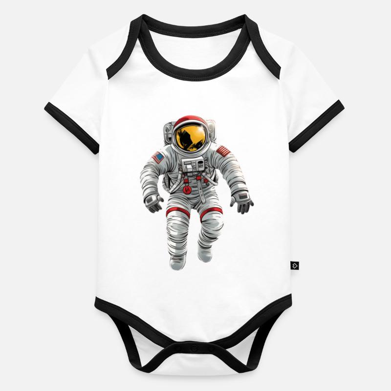 Man in the Moon - Comic Baby Bio-Kurzarm-Kontrastbody