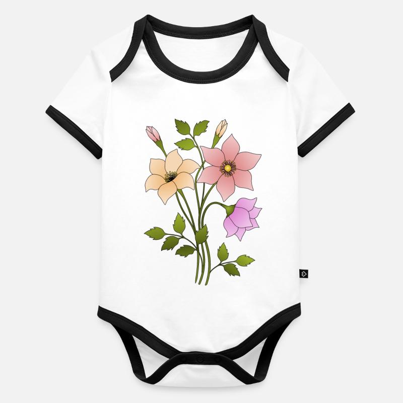Fleur Body Bébé bio contrasté manches courtes