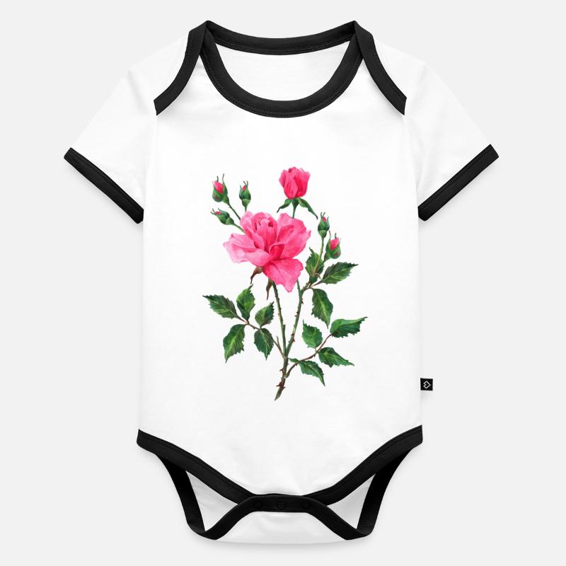 Fleur Body Bébé bio contrasté manches courtes