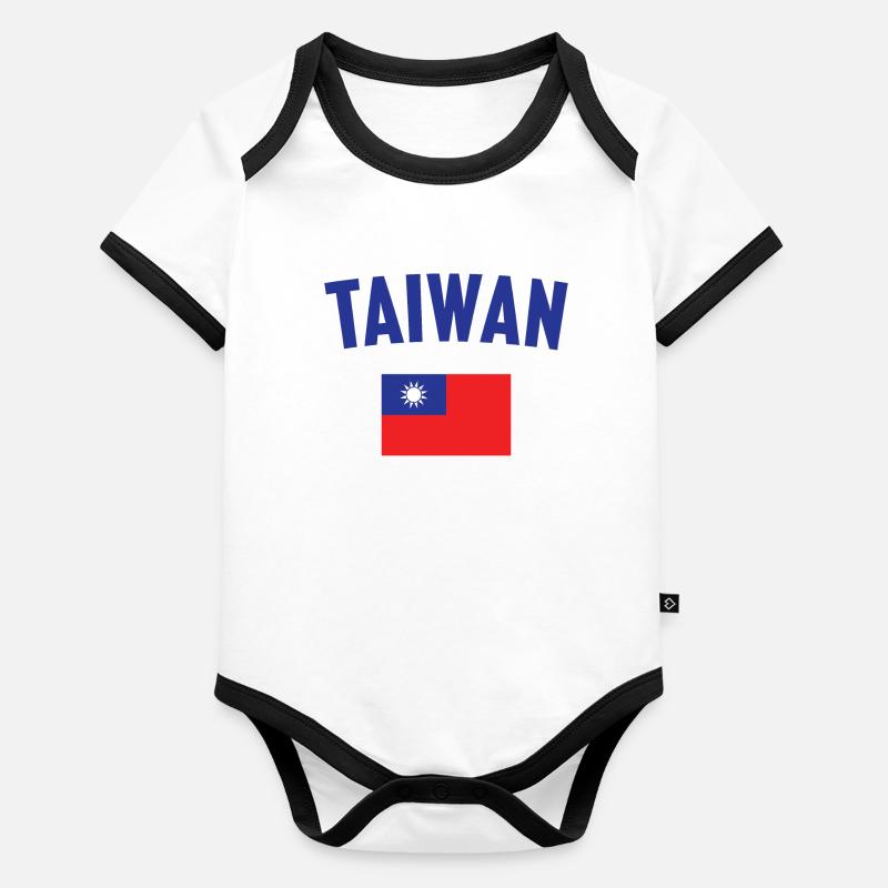 Drapeau de Taïwan Body Bébé bio contrasté manches courtes