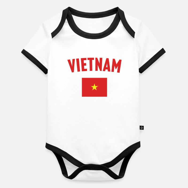 Drapeau du Vietnam Body Bébé bio contrasté manches courtes