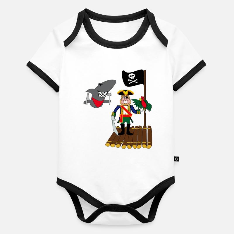 pirate parrot raft shark Organic Baby Contrasting Bodysuit