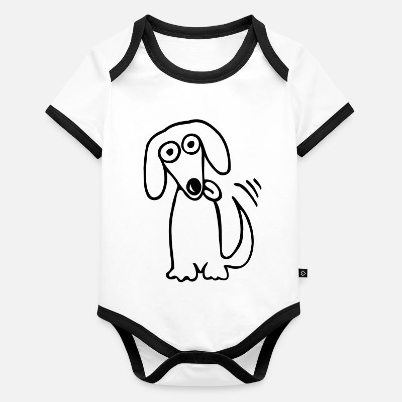 chien drôle doux chien de teckel de bande dessinée comique Fun Body Bébé bio contrasté manches courtes