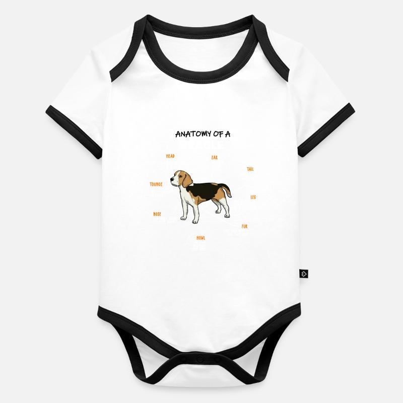 Anatomie du chien Beagle Fun chien propriétaire Body Bébé bio contrasté manches courtes