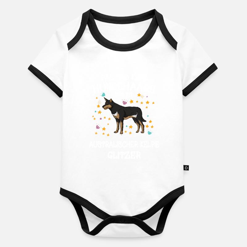 Australischer Kelpie Glitzer Hunde Halter Geschenk Baby Bio-Kurzarm-Kontrastbody