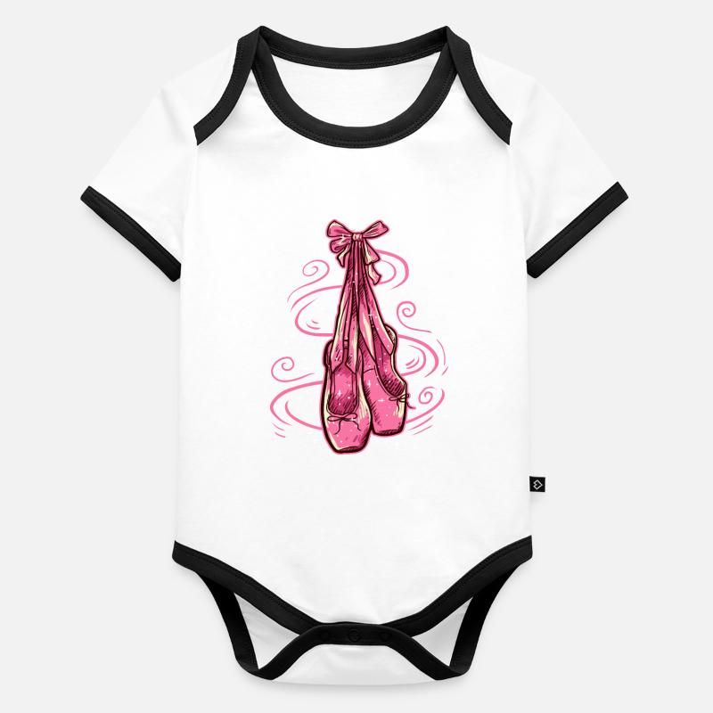 Ballet Ballarina Dancing Pointe Chaussures Danseuse Body Bébé bio contrasté manches courtes