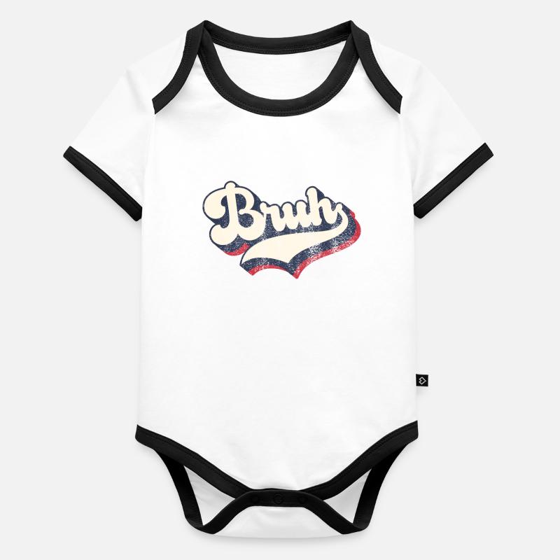 Vintage Retro Bruh Slang Meme Sarcastic Organic Baby Contrasting Bodysuit