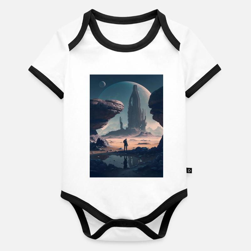 Futuristic Landscape Organic Baby Contrasting Bodysuit