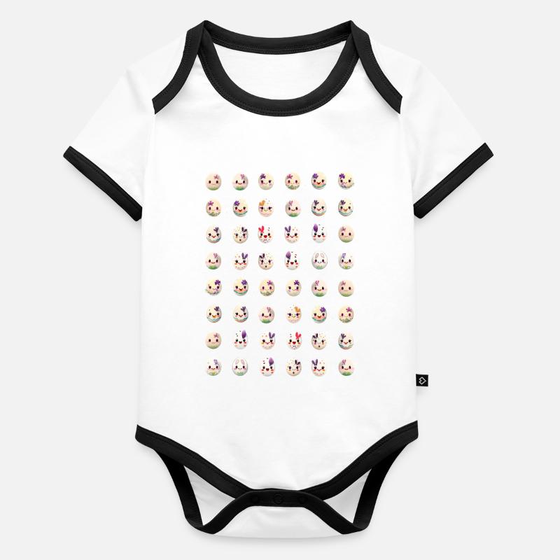 Colorful Easter Eggs Easter Egg Pattern Easter Organic Baby Contrasting Bodysuit