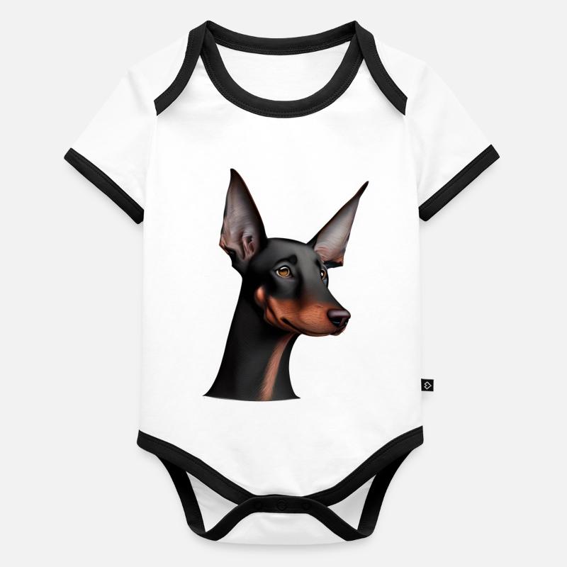 Dobermanntrainer Hund Dobermann Dobermannwelpe Baby Bio-Kurzarm-Kontrastbody