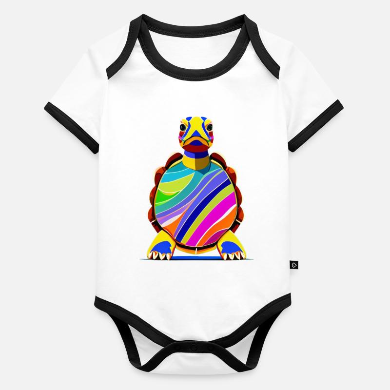 Tortue Body Bébé bio contrasté manches courtes
