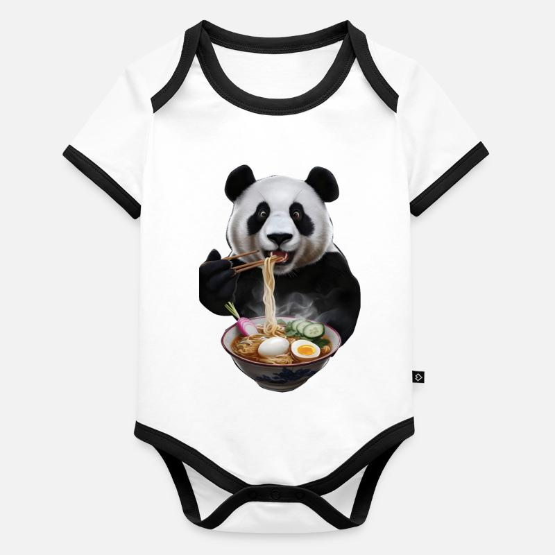 Panda Baby Bio-Kurzarm-Kontrastbody