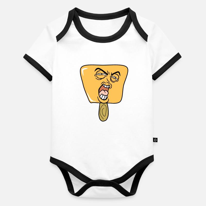 Popsicles Orange Cartoon Comic Body Bébé bio contrasté manches courtes