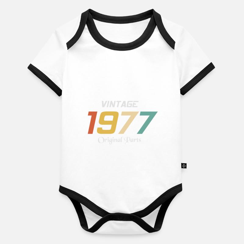 Vintage 1977 Originalteile Tee Geburtstagsgeschenk Retr Baby Bio-Kurzarm-Kontrastbody