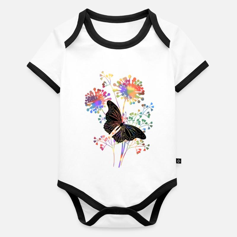 papillon Body Bébé bio contrasté manches courtes