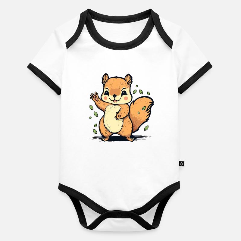 Kawaii Eichhörnchen, Hörnchen, Backenhörnchen - Baby Bio-Kurzarm-Kontrastbody - undefined