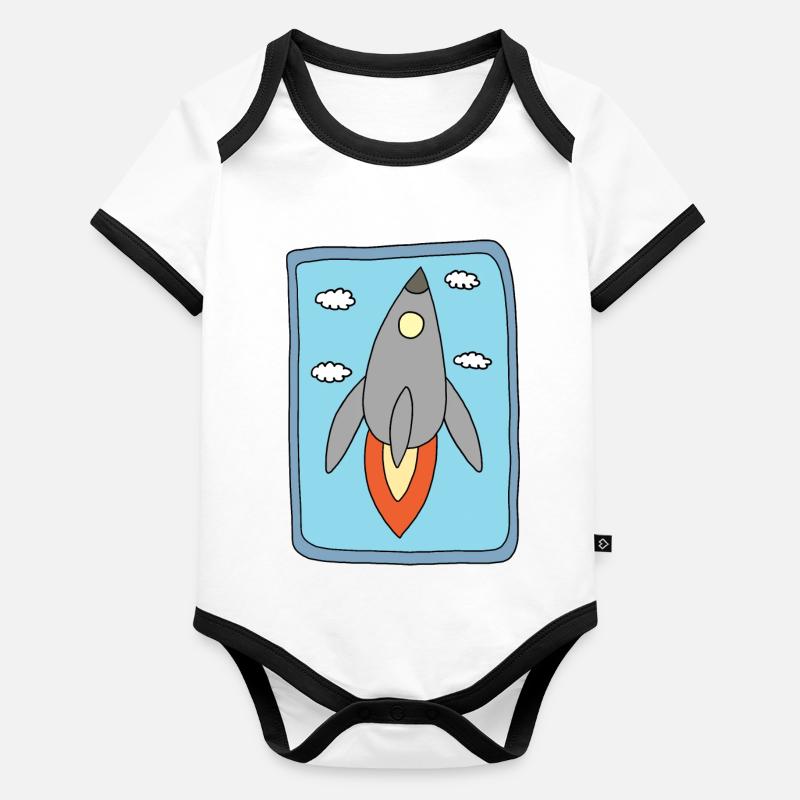 Conception de fusées Body Bébé bio contrasté manches courtes