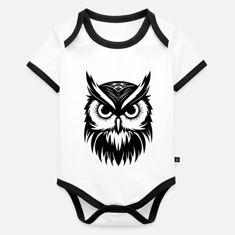 Eule Eulen Vogel Vögel Baby Bio-Kurzarm-Kontrastbody