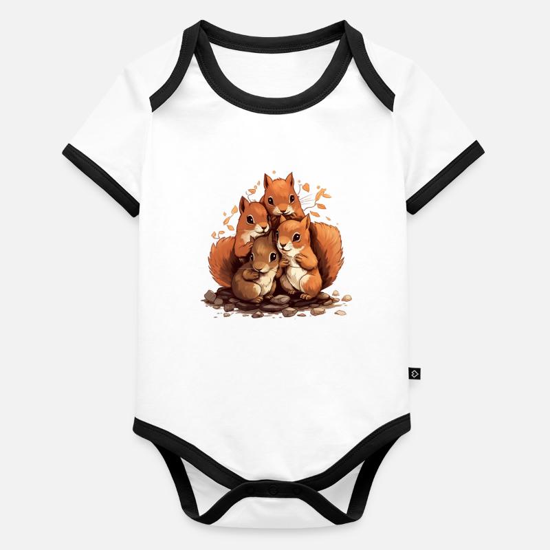 Écureuil Body Bébé bio contrasté manches courtes