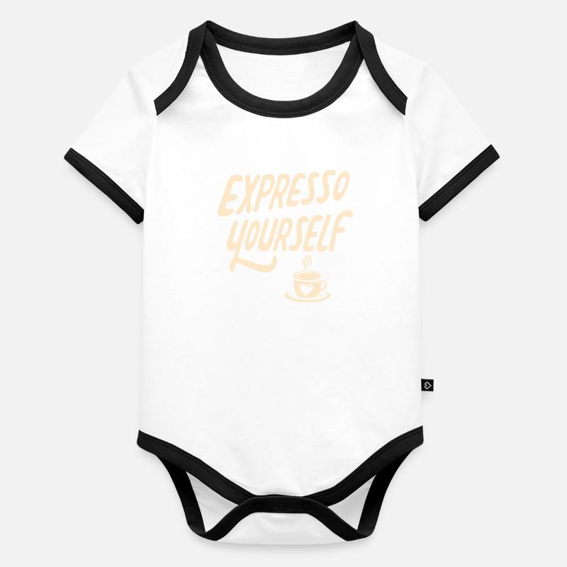 Expresso Yourself Lustiger Kaffee Spruch Baby Bio-Kurzarm-Kontrastbody