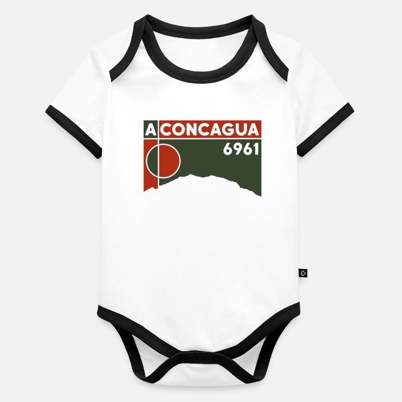 Cerro Aconcagua Volcano 6000 Andes Summits Trekking Organic Baby Contrasting Bodysuit