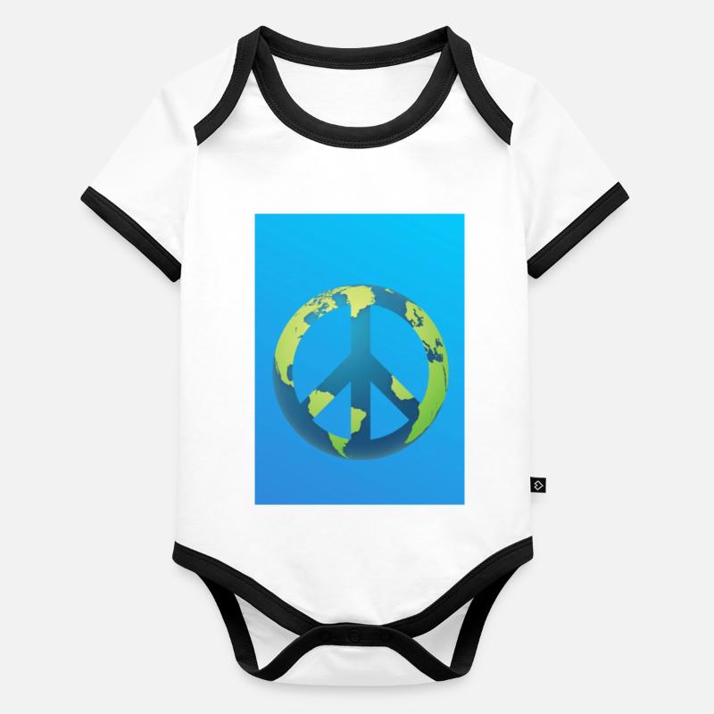Peace Zeichen-Frieden- Save the World Baby Bio-Kurzarm-Kontrastbody