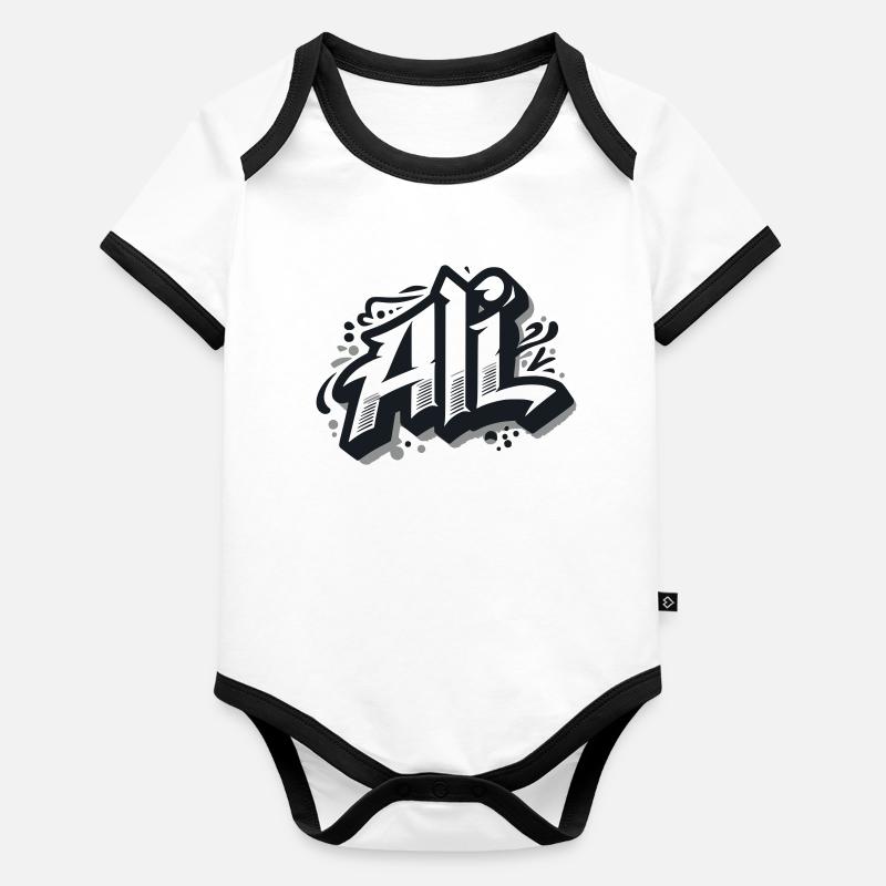 Ali Last name First name Graffiti Organic Baby Contrasting Bodysuit